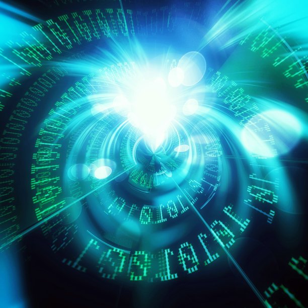 技术概念上蓝光隧道的3D插图图片下载