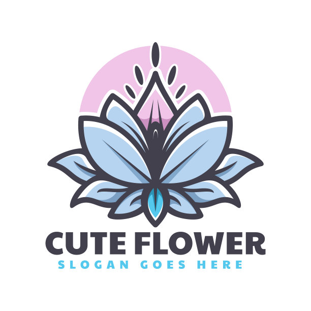Logo小花可爱，吉祥物风格简单图片下载