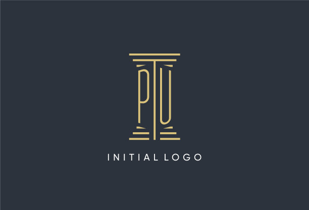 璞首字母与柱形标志设计图片下载