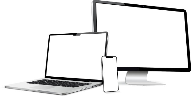 笔记本电脑与电脑屏幕和现代智能手机图片下载