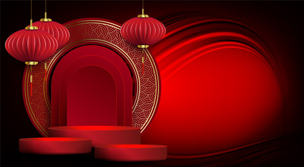 红色的构图与场景亚洲灯笼上图片下载