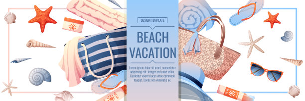 海滩横幅与配件放松的图片下载