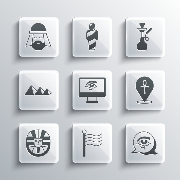 将埃及荷鲁斯十字十字眼旗悬挂在上图片下载