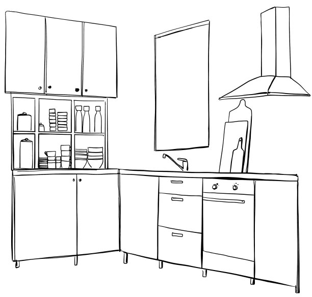 厨房内部有水槽的厨房工作台面图片下载