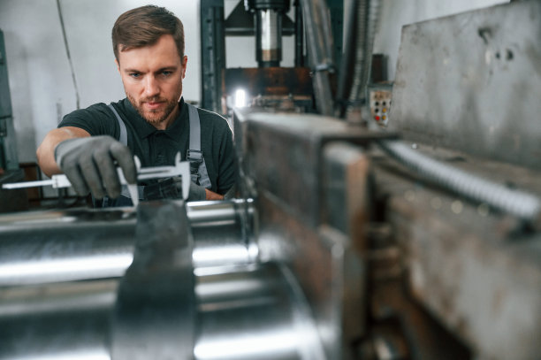 使用测量工具。穿着制服的人正在工作站研究农业技术细节图片下载