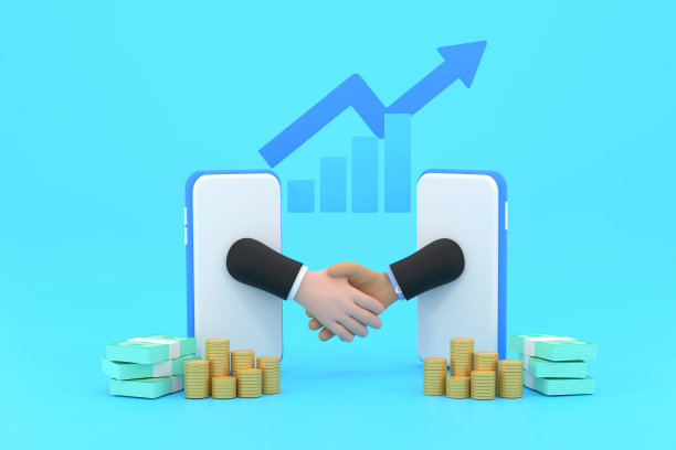 商人通过智能手机屏幕握手，通过互联网签订合同。图片下载