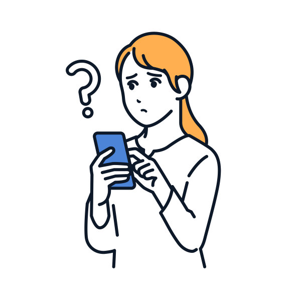 一个年轻女性操作智能手机的矢量插图材料图片下载