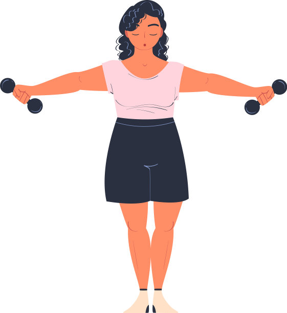 年轻女子性格站着用哑铃做图片下载