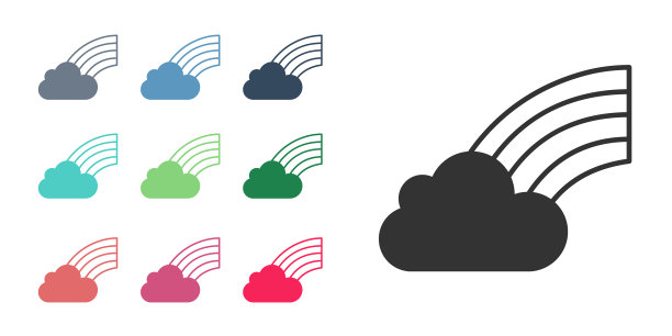 黑色彩虹与云图标孤立在白色图片下载