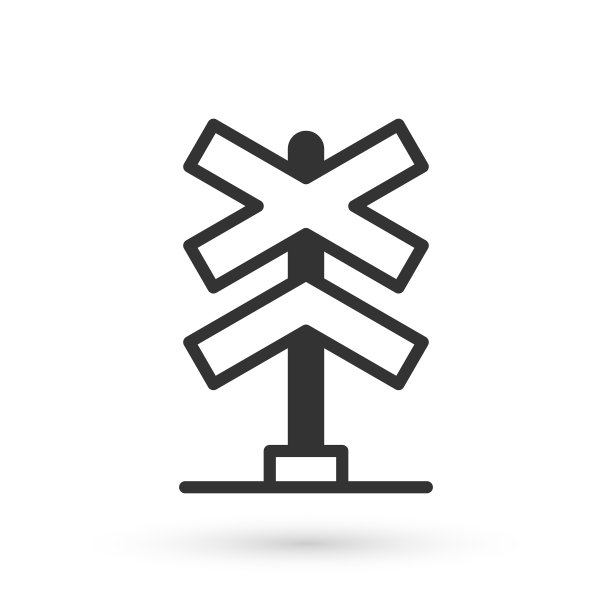 灰色铁路交叉口图标孤立在白色图片下载