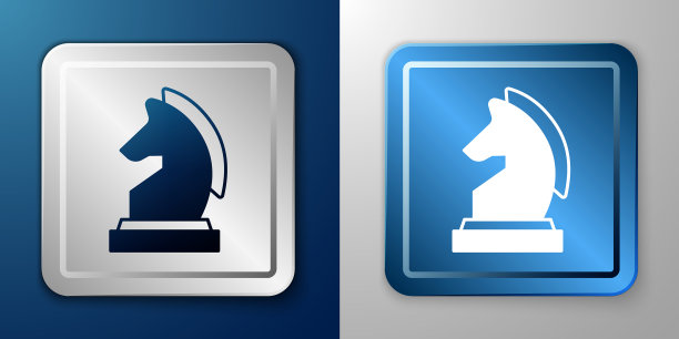 白色象棋图标孤立在蓝色和灰色图片下载