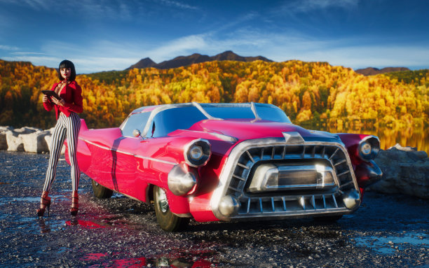 复古未来主义跑车图片下载