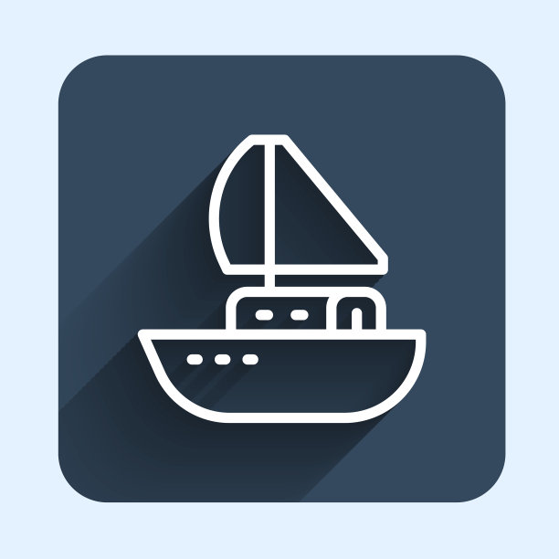 白线游艇帆船或帆船图标图片下载