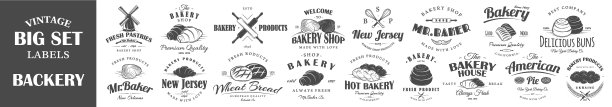 一套复古的烘焙标签图片下载