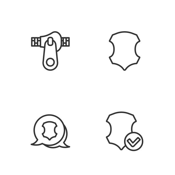 设定线皮革拉链和图标图片下载