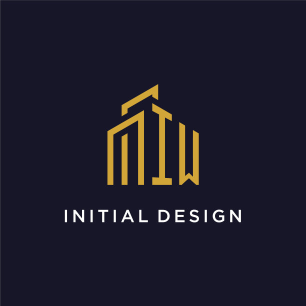 Iw最初的字母组合与建筑标志设计图片下载