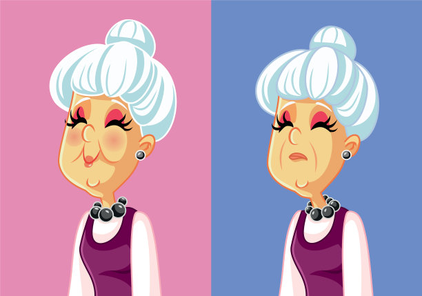 老妇人感觉卡通的快乐和悲伤图片下载