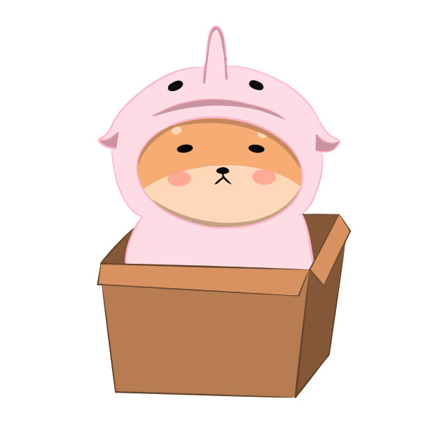 穿着睡衣的柴犬坐在盒子里图片下载