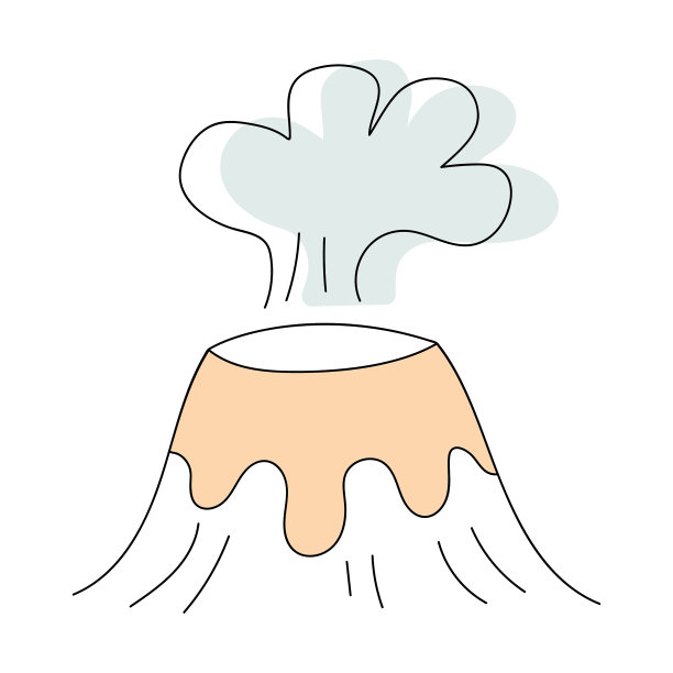 喷发的冒烟火山，熔岩流下图片下载