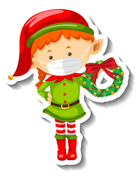 一个带面具的可爱精灵贴纸模板图片下载