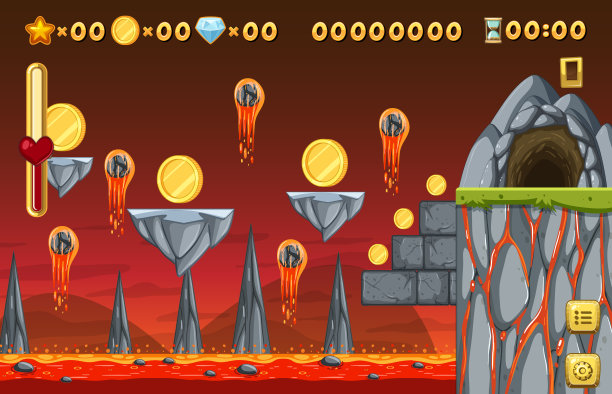 熔岩洞穴平台游戏模板图片下载