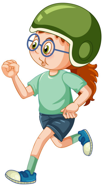 一个女孩戴着头盔在跑步图片下载