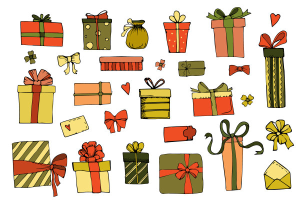 各种礼品盒的集合，易于编辑图片下载