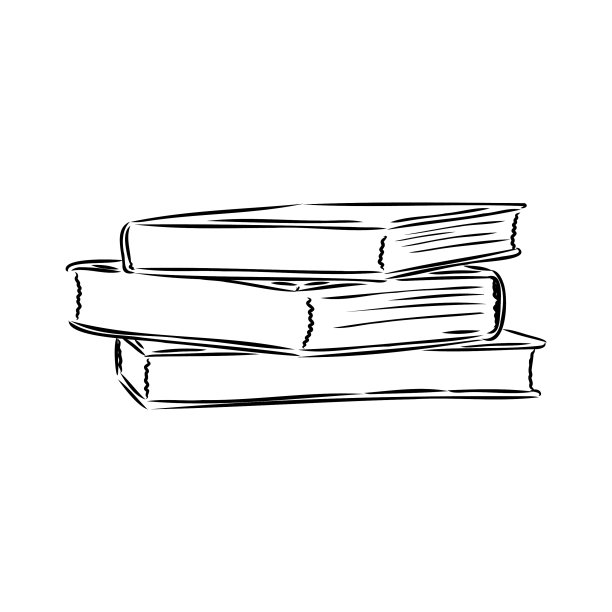 一堆书孤立在白色手绘图片下载