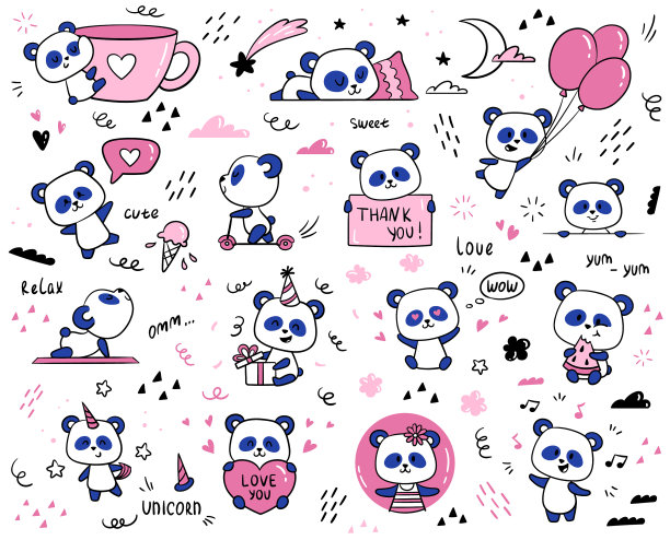 一套可爱的熊猫图片下载