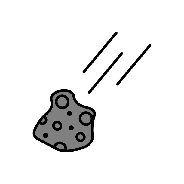 线条艺术飞行的陨石图标。矢量插图。股票的形象。图片下载