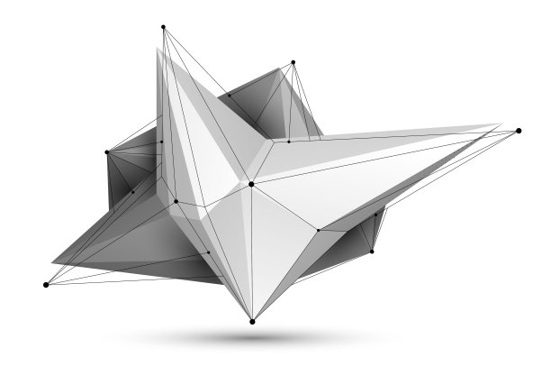 多边形形式向量抽象设计，现代未来形态AI神经网络概念，动态技术抽象主题，几何艺术。图片下载