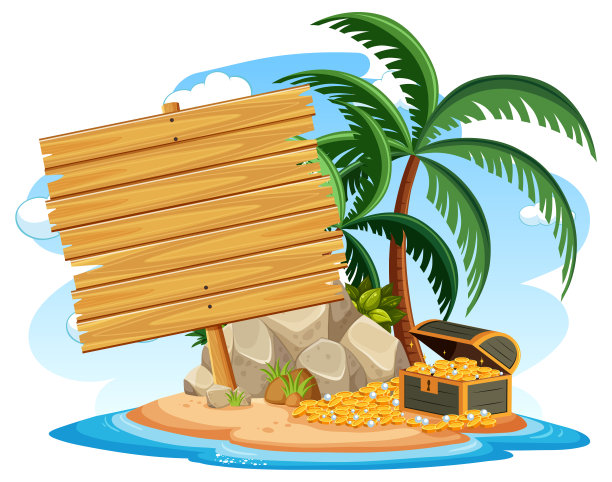 海盗岛，白色背景上孤立着一面空旗图片下载