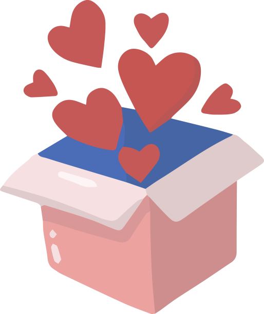 手绘礼盒和心形插图图片下载