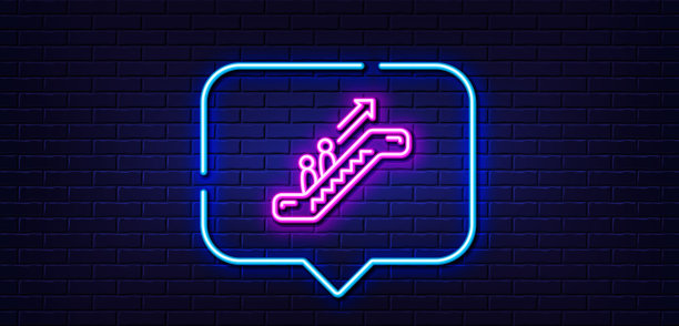 自动扶梯线路图标电梯标志霓虹灯图片下载