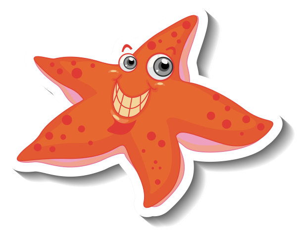 可爱海星的海洋动物卡通贴纸图片下载