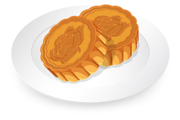 白盘上放荷花月饼图片下载