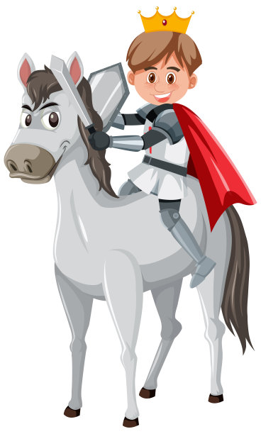 骑士骑在白色背景的卡通人物图片下载