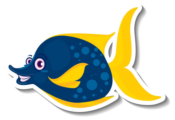 可爱的鱼海洋动物卡通贴纸图片下载