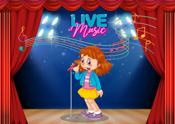小女孩在舞台上唱歌图片下载