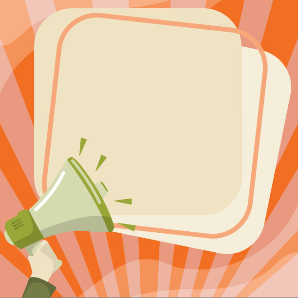 手持扩音器大声播放精彩新公告的插图。用扩音器画掌心给强大的伟大的新广告。图片下载