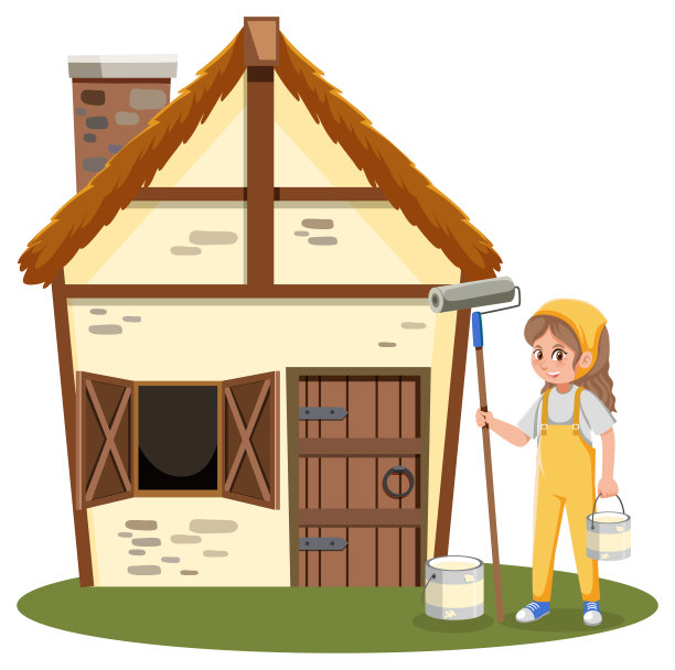 白底的女画家卡通人物图片下载