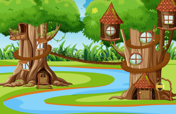 森林里的梦幻树屋图片下载