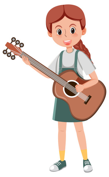 白色背景的女音乐家卡通人物图片下载
