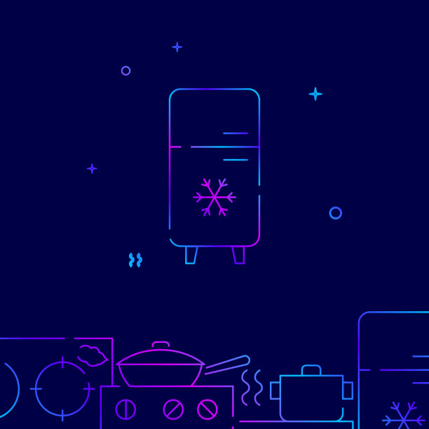 冰箱，冰箱梯度线图标，矢量插图图片下载