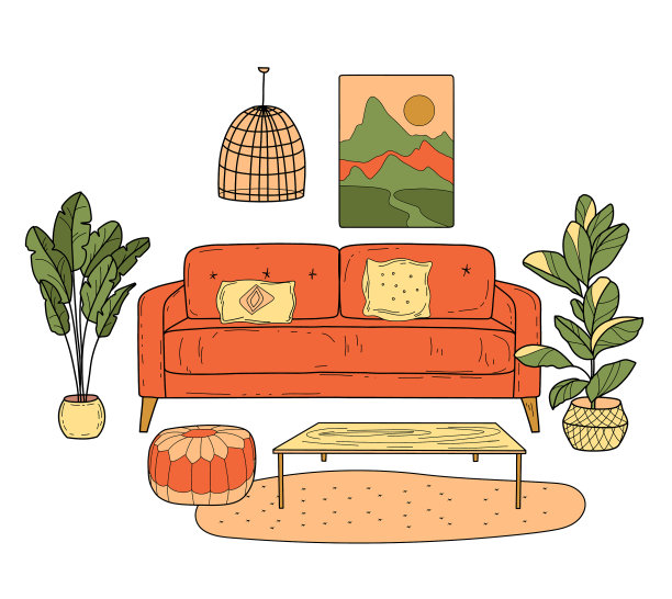 斯堪的纳维亚家具内部元素波西米亚图片下载