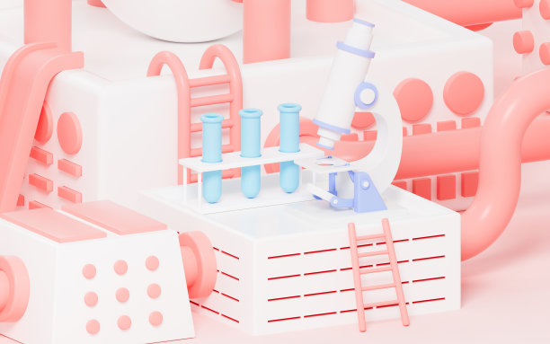 显微镜和试管实验室背景，3d渲染。图片下载