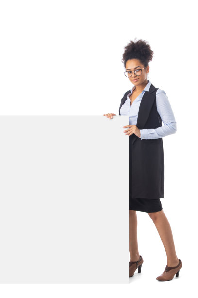 拿着横幅的黑人女商人图片下载