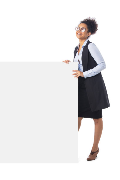 拿着横幅的黑人女商人图片下载