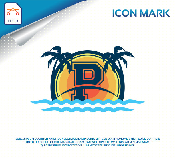 海滩标志与字母p溢价图片下载