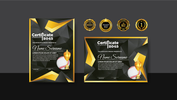 棒球证书设计与金杯套图片下载